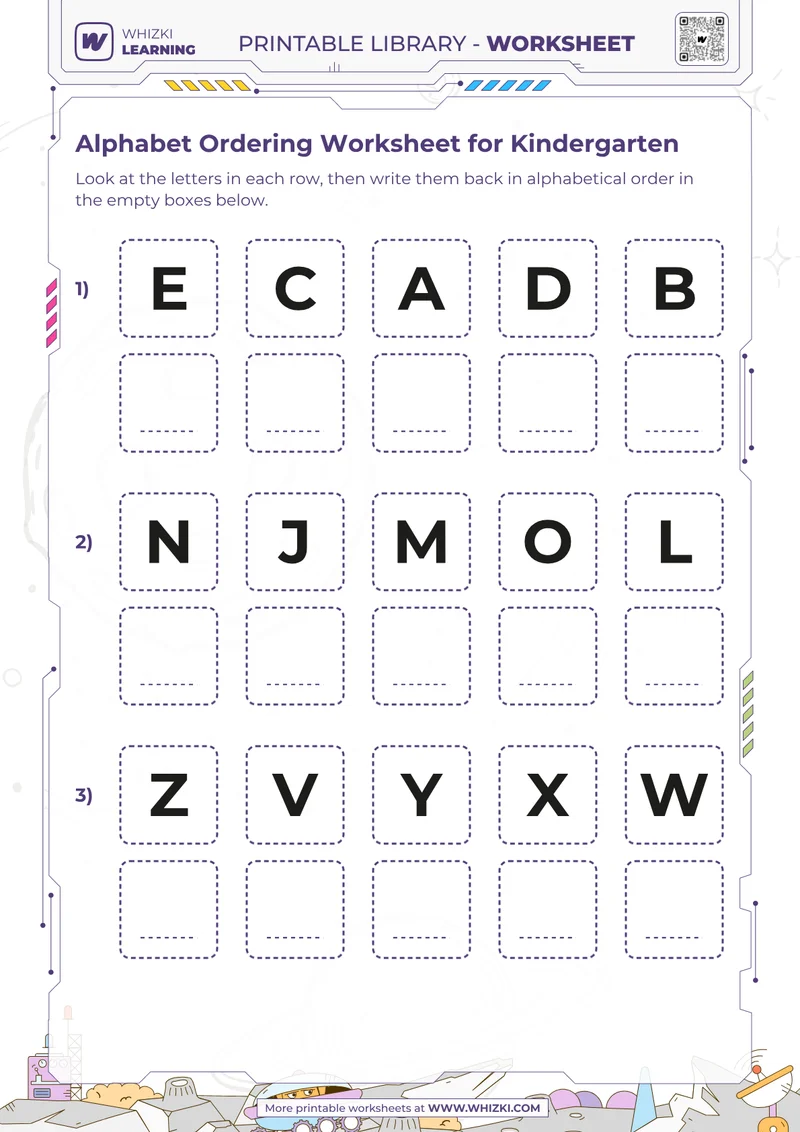 Alphabet Ordering Worksheet for Kindergarten