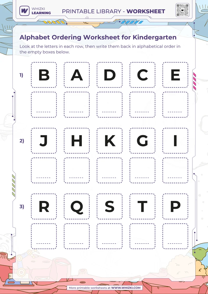 Alphabet Ordering Worksheet for Kindergarten