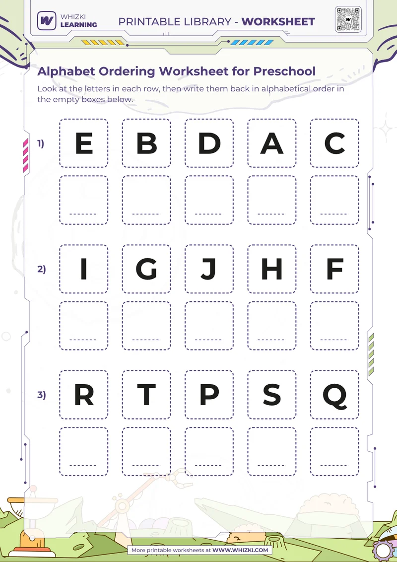 Alphabet Ordering Worksheet for Preschool