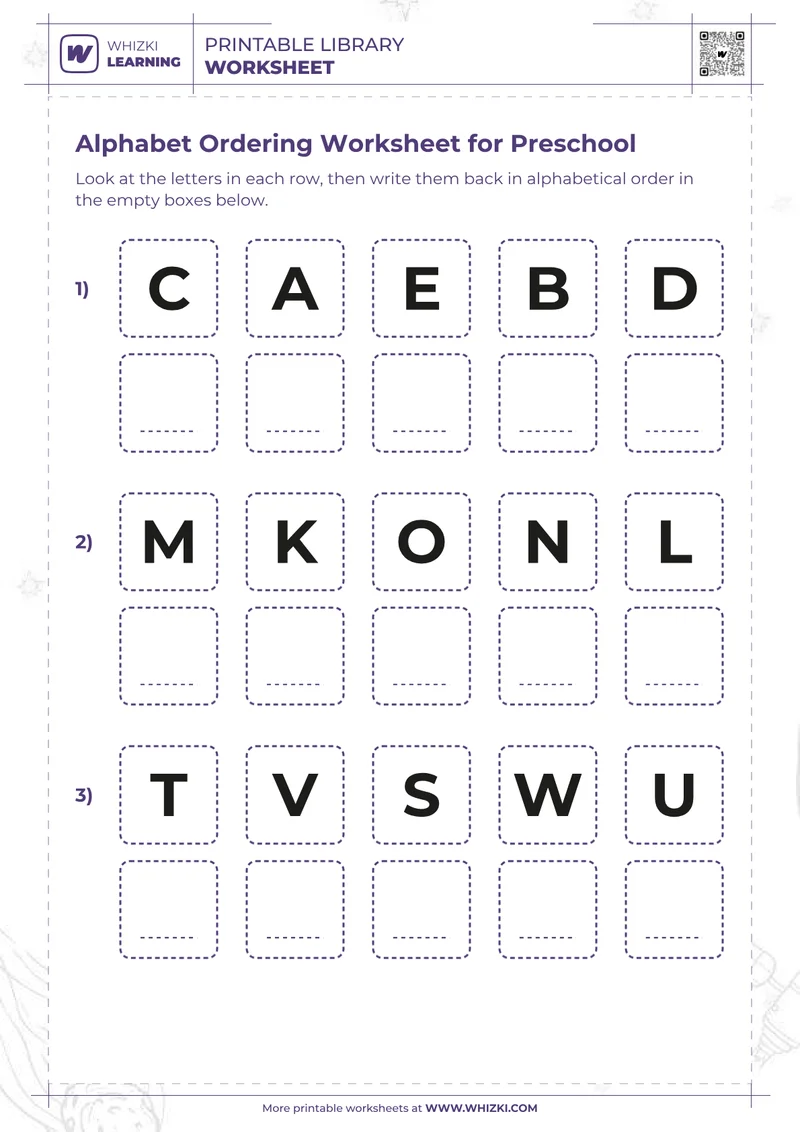 Alphabet Ordering Worksheet for Preschool