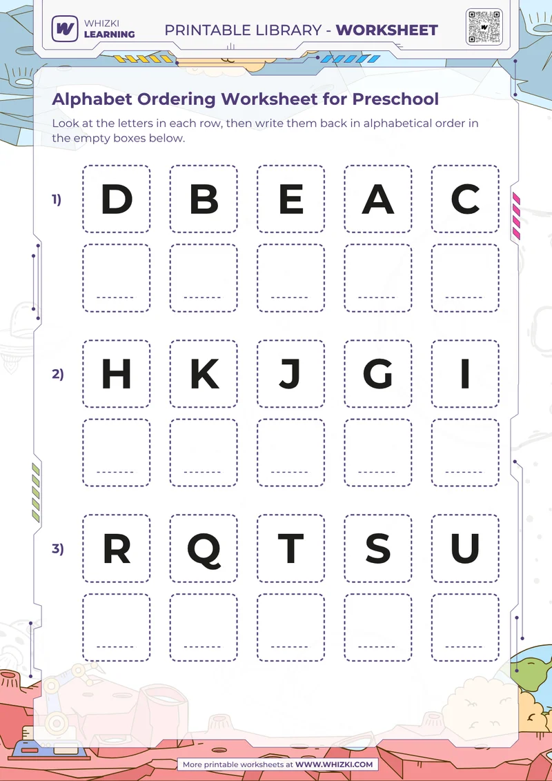 Alphabet Ordering Worksheet for Preschool