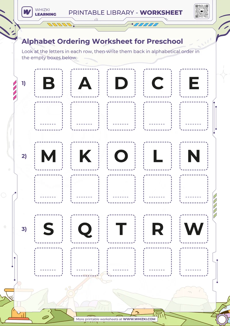 Alphabet Ordering Worksheet for Preschool