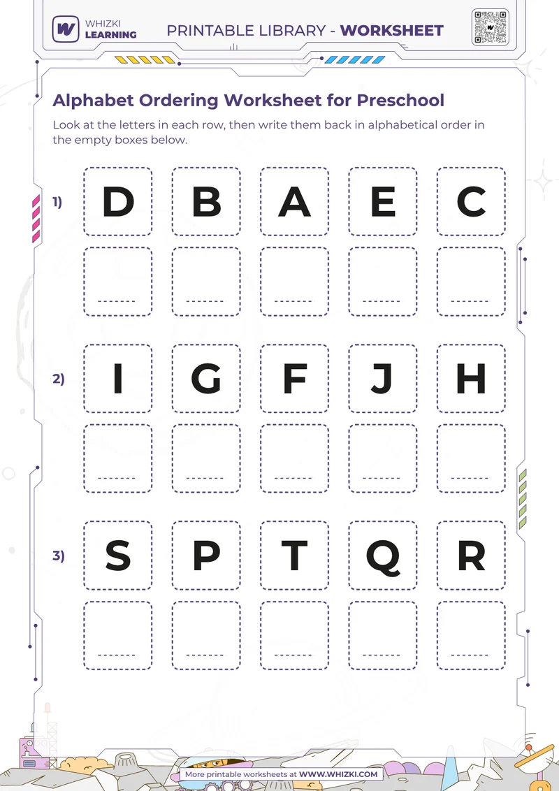 Alphabet Ordering Worksheet for Preschool