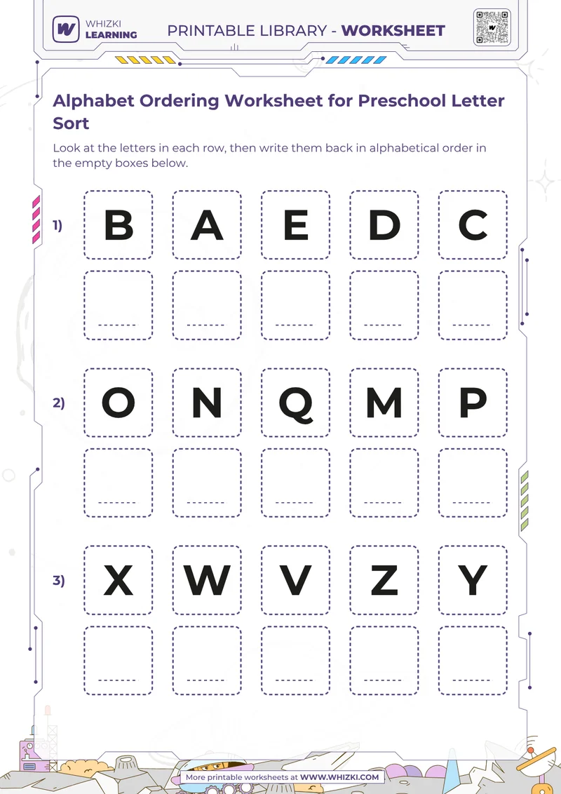 Alphabet Ordering Worksheet for Preschool Letter Sort