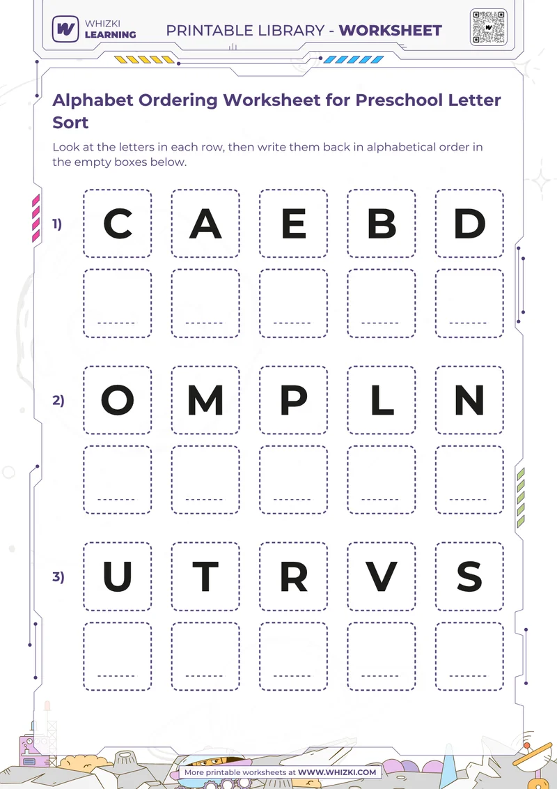 Alphabet Ordering Worksheet for Preschool Letter Sort