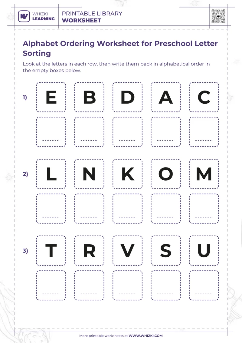 Alphabet Ordering Worksheet for Preschool Letter Sorting