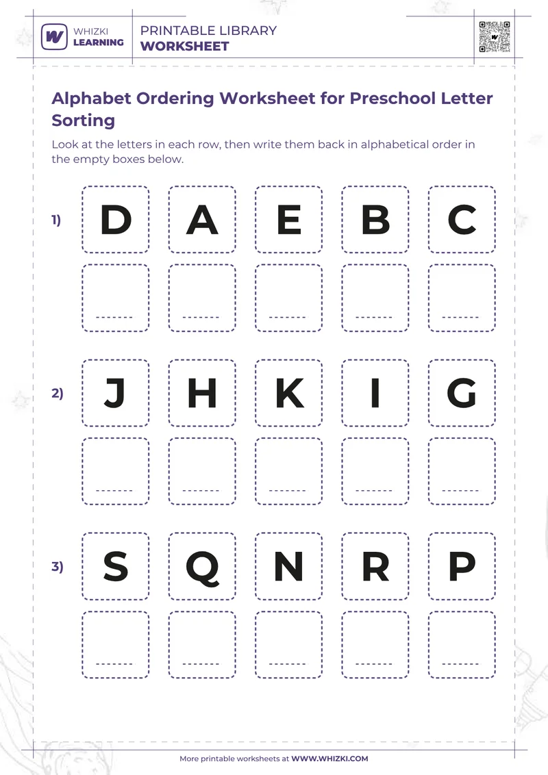 Alphabet Ordering Worksheet for Preschool Letter Sorting
