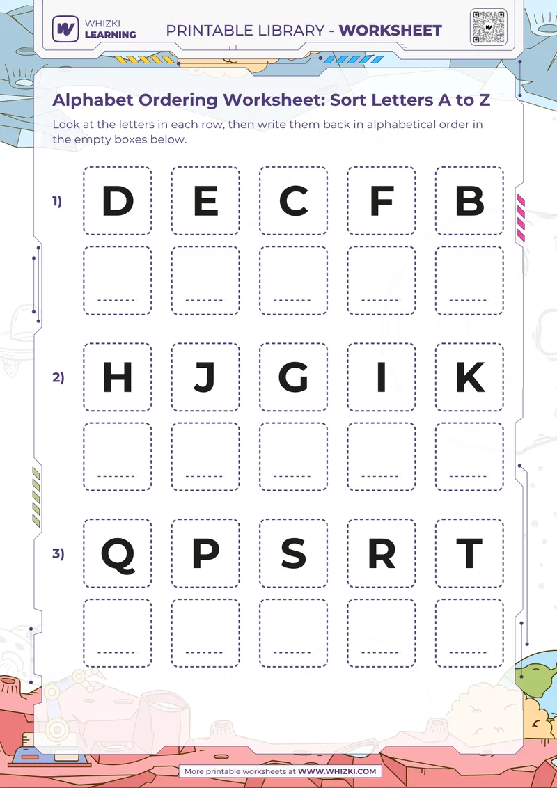Alphabet Ordering Worksheet: Sort Letters A to Z