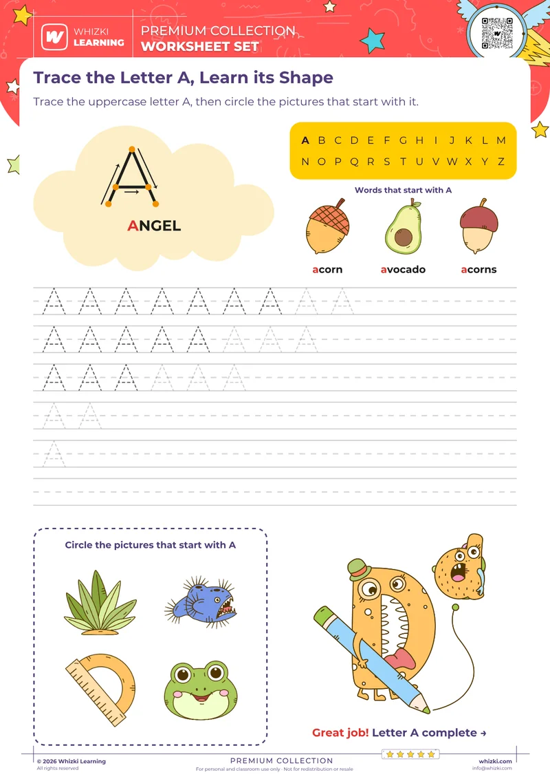Trace the Letter A, Learn its Shape