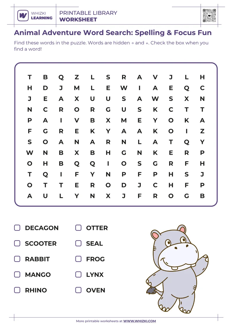 Animal Adventure Word Search: Spelling & Focus Fun