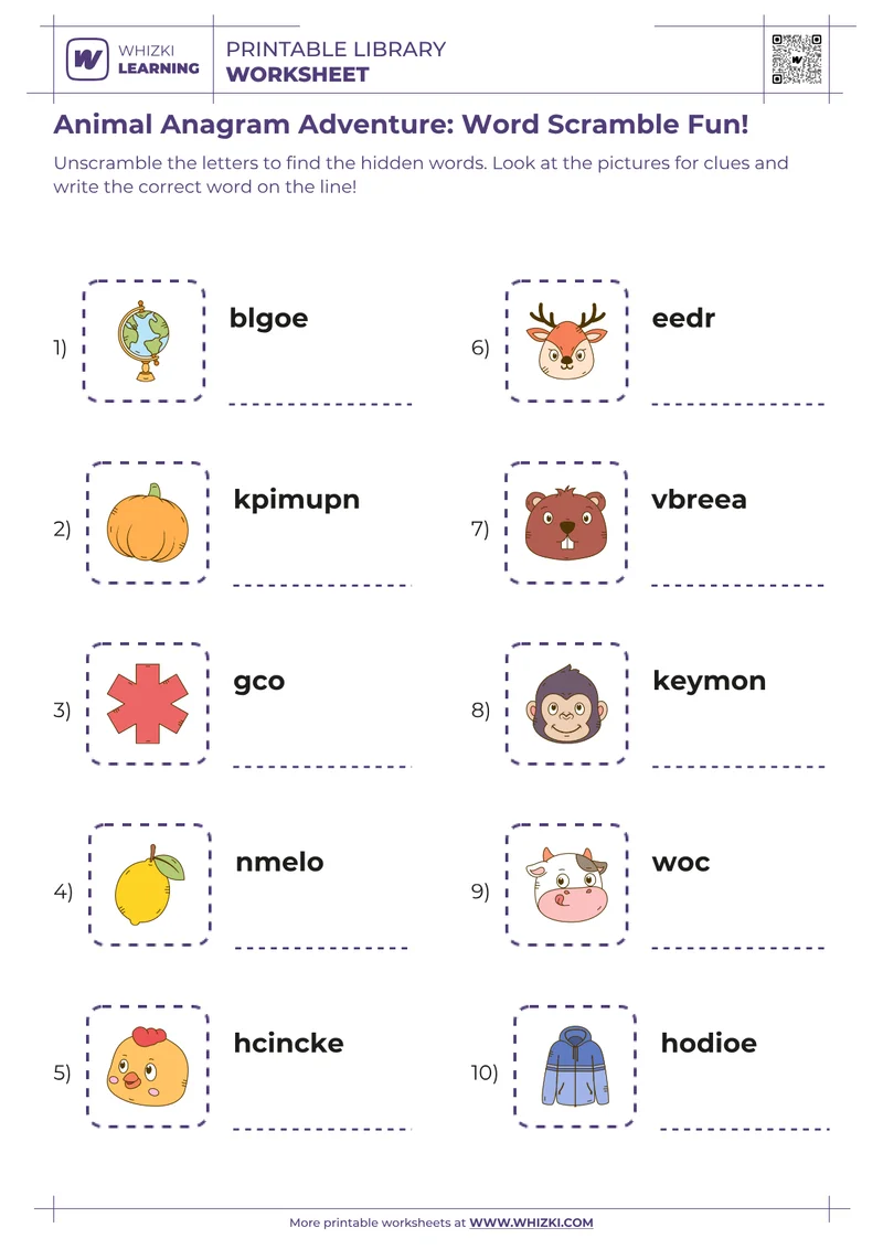 Animal Anagram Adventure: Word Scramble Fun!