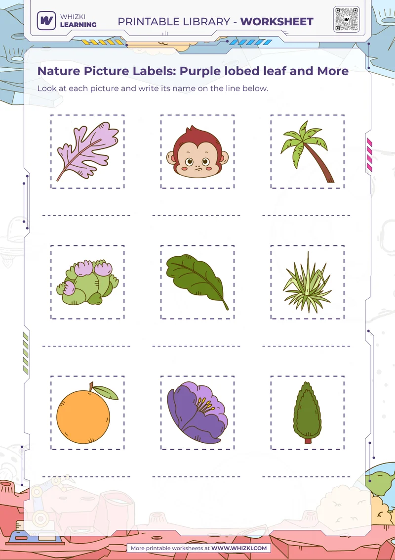 Nature Picture Labels: Purple lobed leaf and More