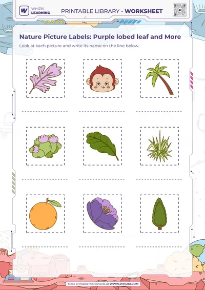 Nature Picture Labels: Purple lobed leaf and More