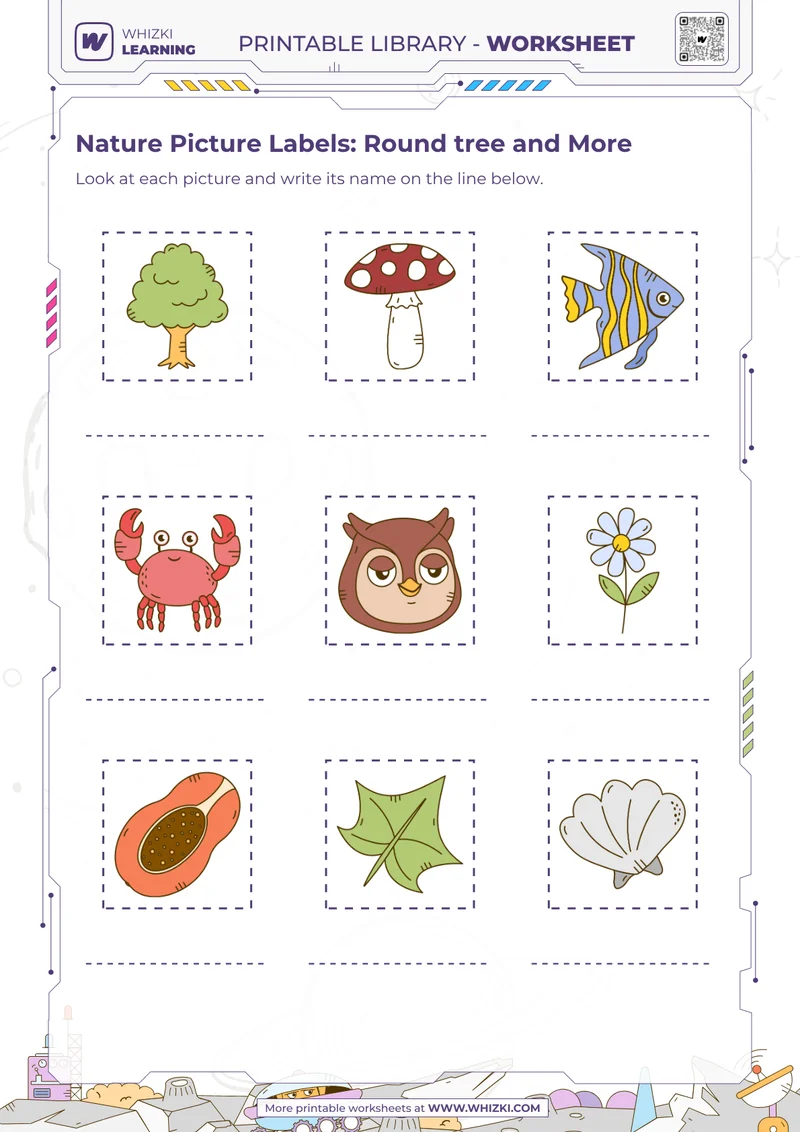 Nature Picture Labels: Round tree and More