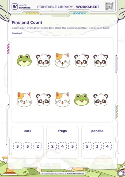 Animal Count and Choose Worksheet