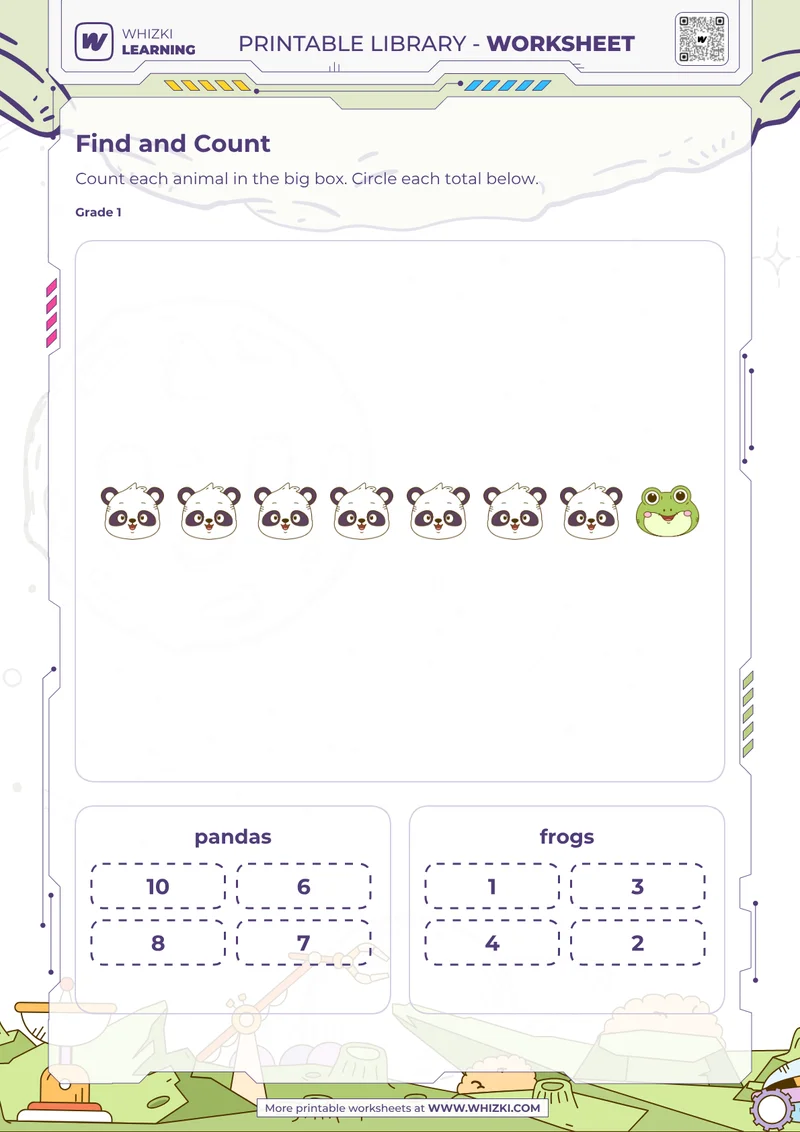 Animal Count and Choose Worksheet