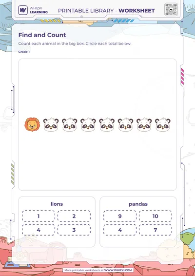 Animal Count and Circle Worksheet