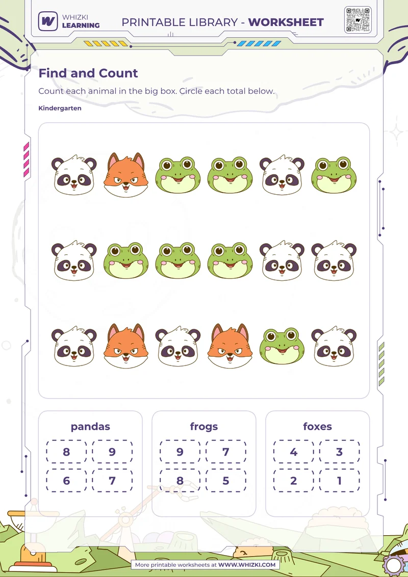 Animal Count and Circle Worksheet