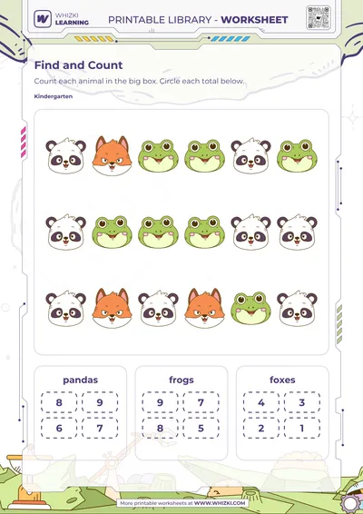 Animal Count and Circle Worksheet