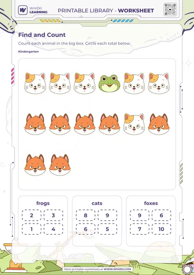 Animal Count and Circle Worksheet
