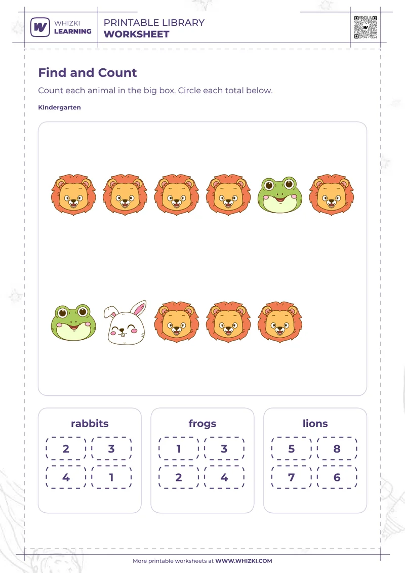 Animal Count and Circle Worksheet