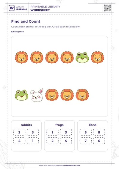 Animal Count and Circle Worksheet