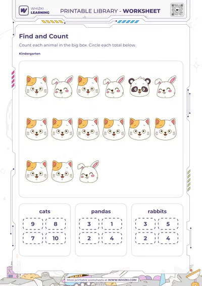 Animal Counting Circle the Total Worksheet