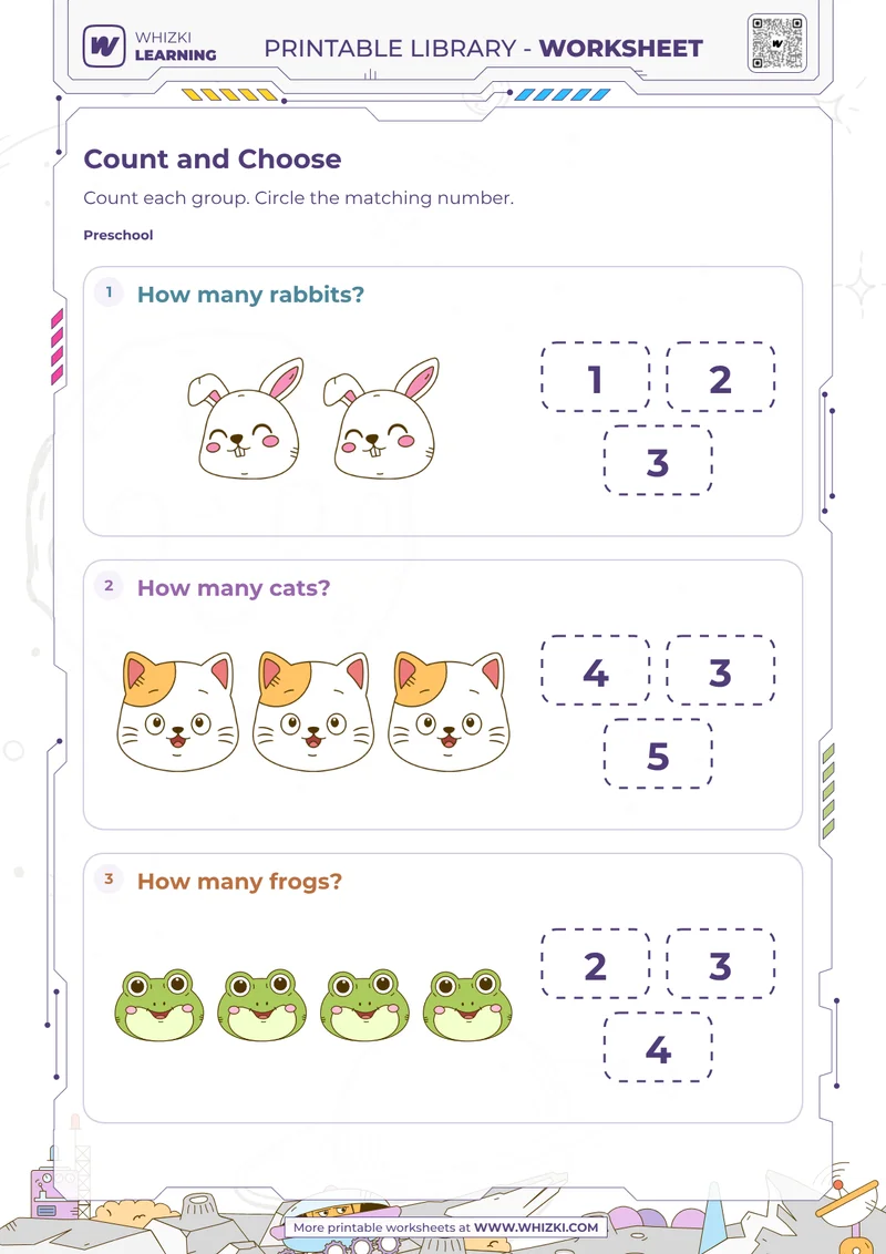 Animal Counting to Five Worksheet