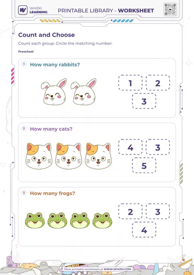 Animal Counting to Five Worksheet