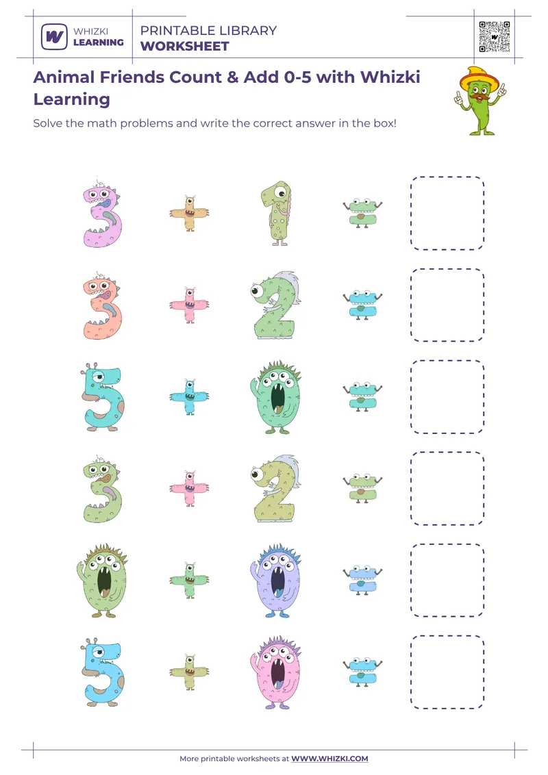 Animal Friends Count & Add 0-5 with Whizki Learning