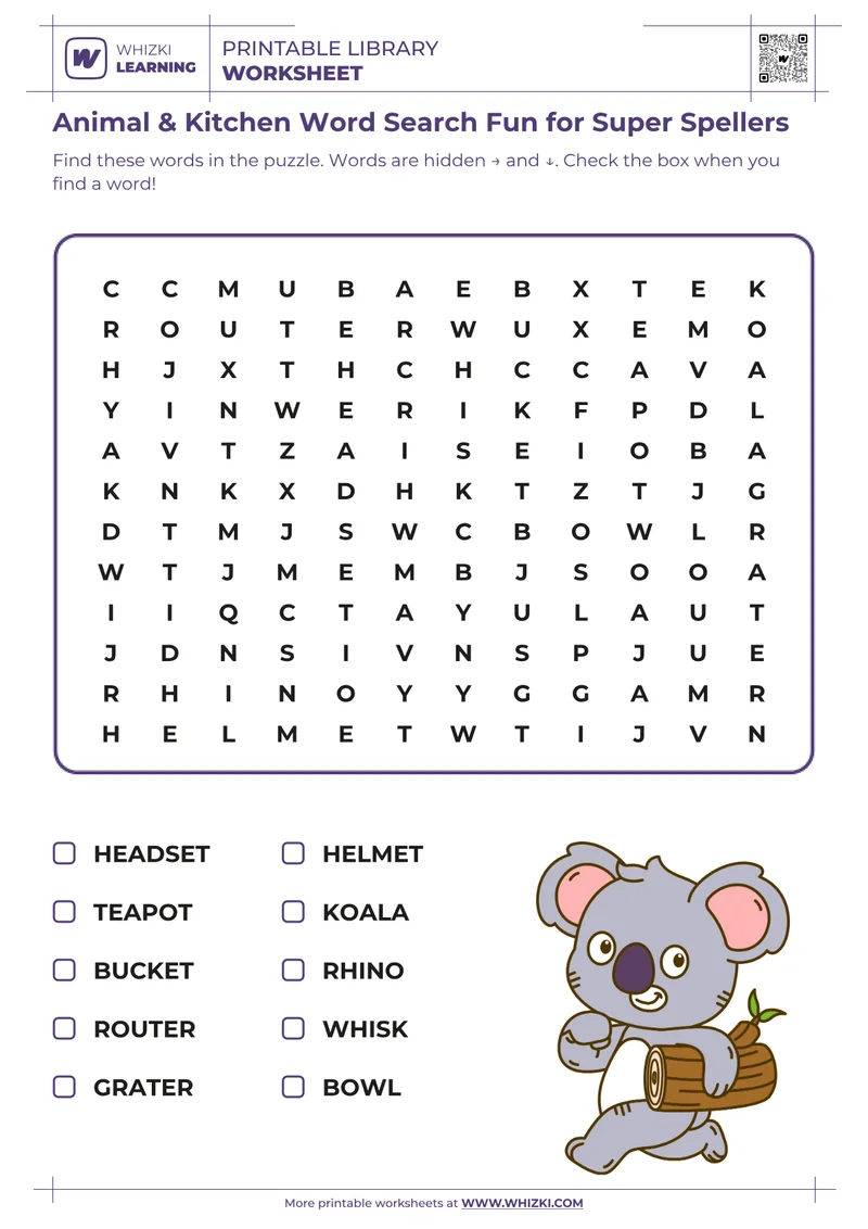 Animal & Kitchen Word Search Fun for Super Spellers