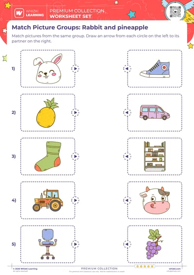 Match Picture Groups: Rabbit and pineapple
