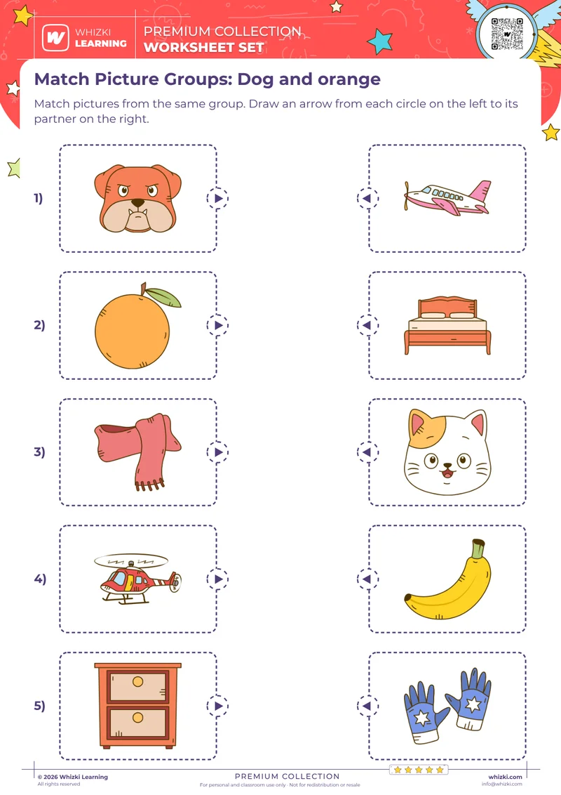 Match Picture Groups: Dog and orange