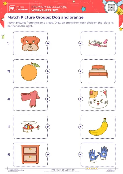 Match Picture Groups: Dog and orange
