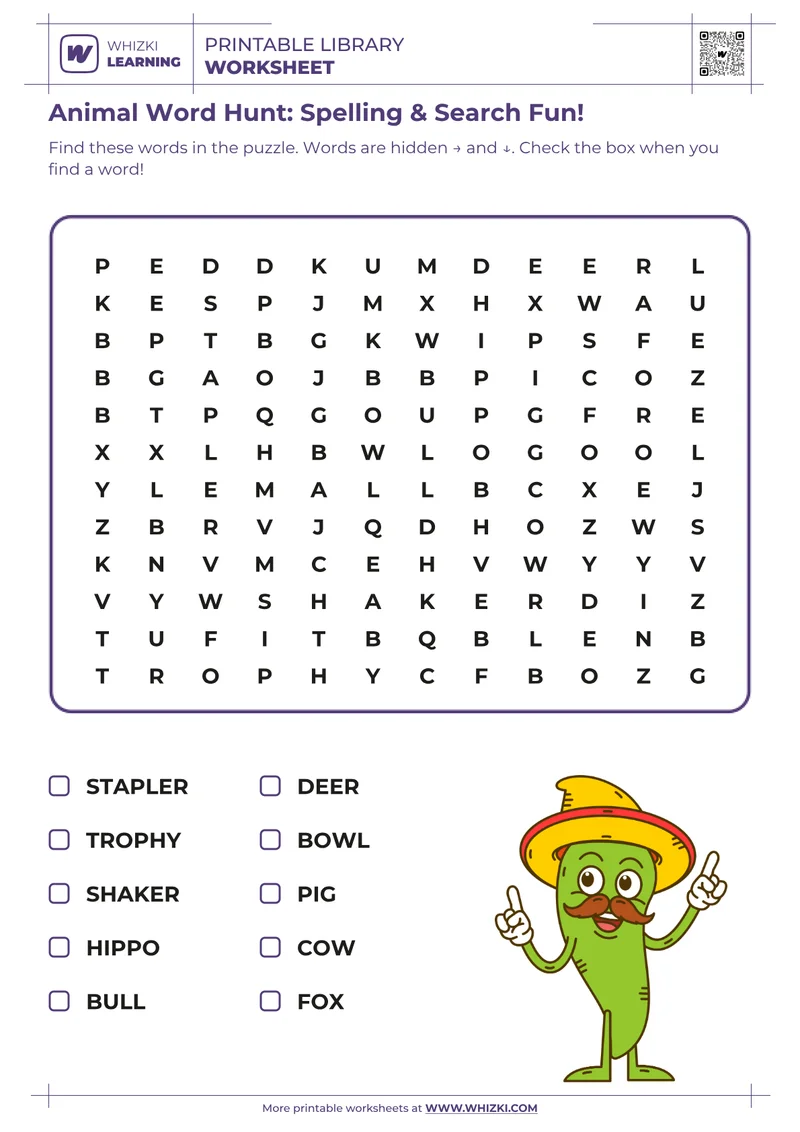 Animal Word Hunt: Spelling & Search Fun!