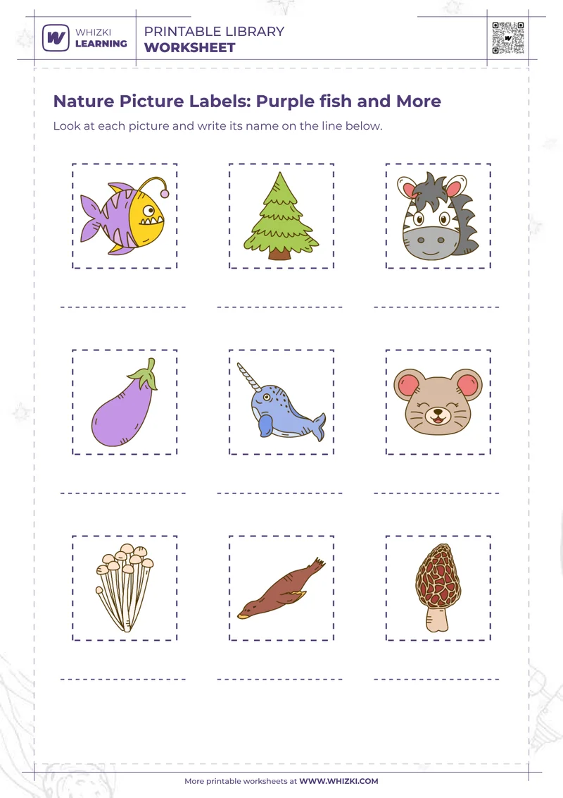 Nature Picture Labels: Purple fish and More