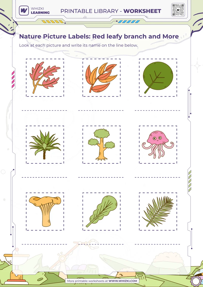 Nature Picture Labels: Red leafy branch and More