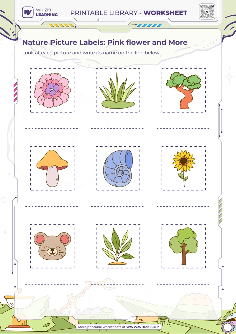 Nature Picture Labels: Pink flower and More