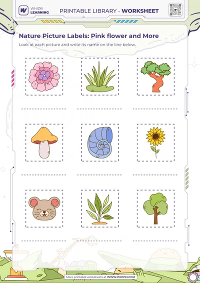 Nature Picture Labels: Pink flower and More