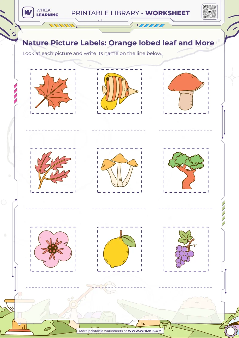 Nature Picture Labels: Orange lobed leaf and More