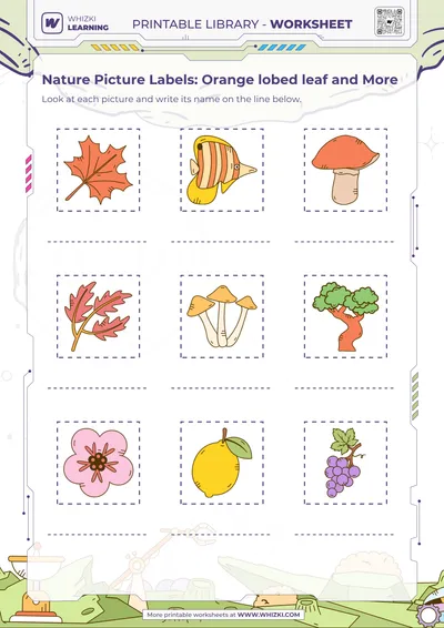 Nature Picture Labels: Orange lobed leaf and More