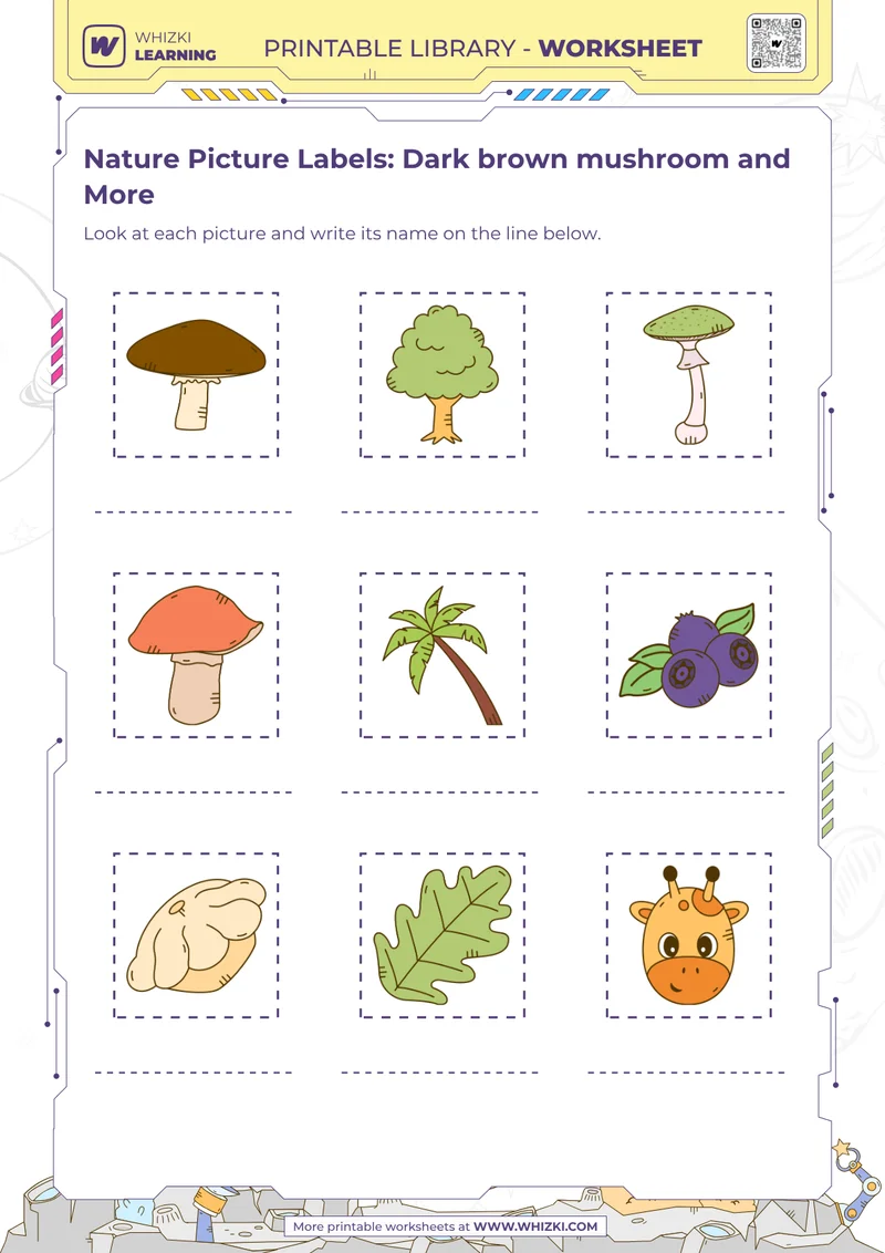 Nature Picture Labels: Dark brown mushroom and More