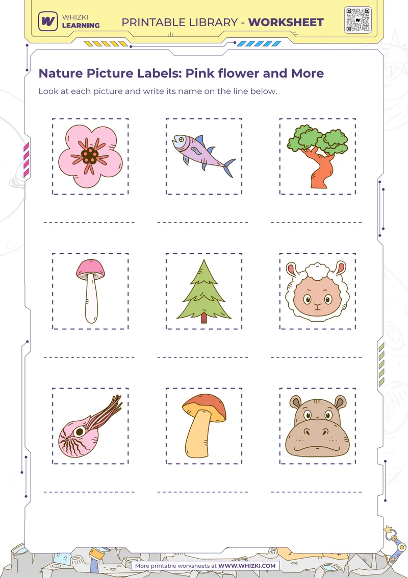 Nature Picture Labels: Pink flower and More