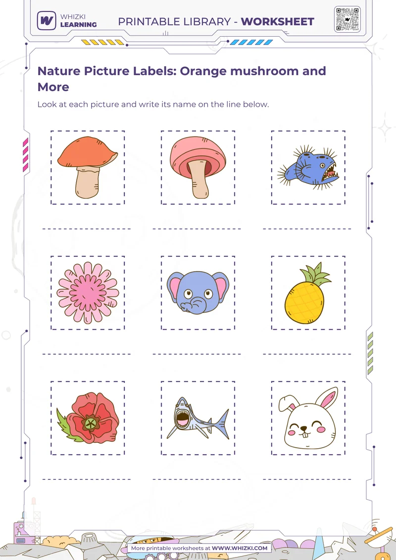 Nature Picture Labels: Orange mushroom and More