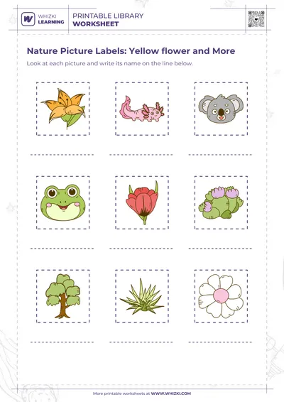 Nature Picture Labels: Yellow flower and More