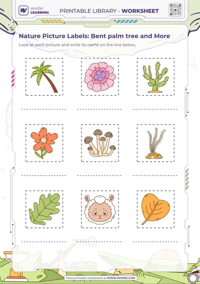Nature Picture Labels: Bent palm tree and More