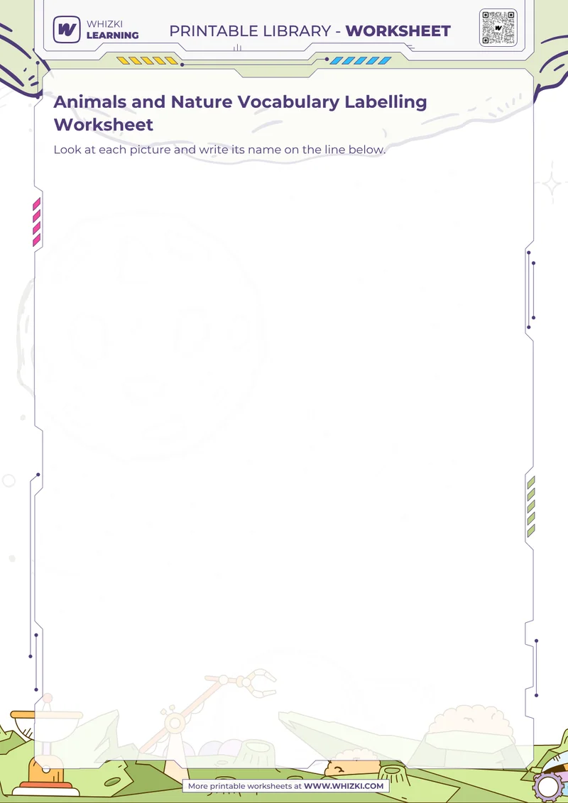 Animals and Nature Vocabulary Labelling Worksheet