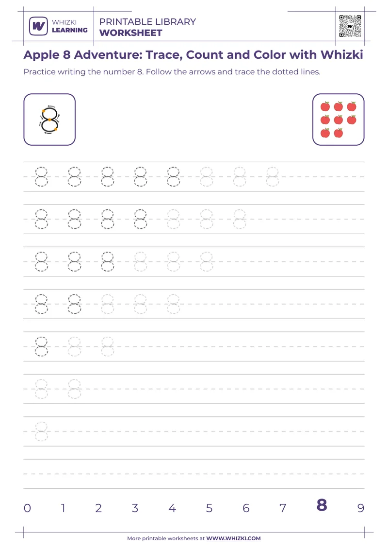 Apple 8 Adventure: Trace, Count and Color with Whizki