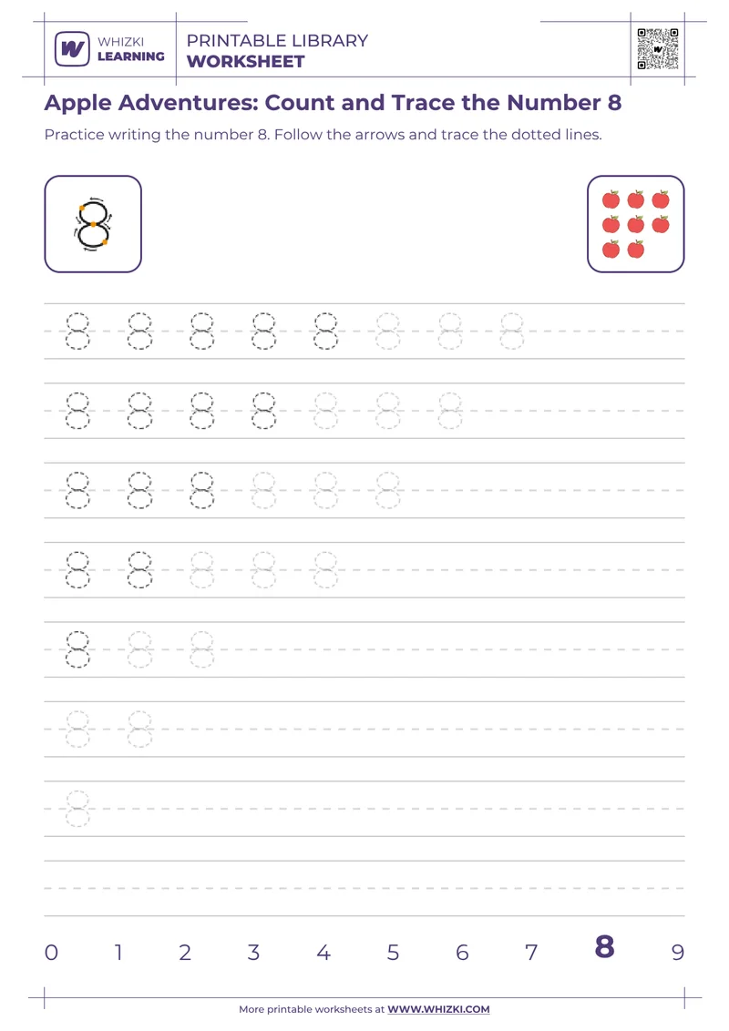 Apple Adventures: Count and Trace the Number 8