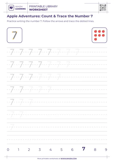 Apple Adventures: Count & Trace the Number 7
